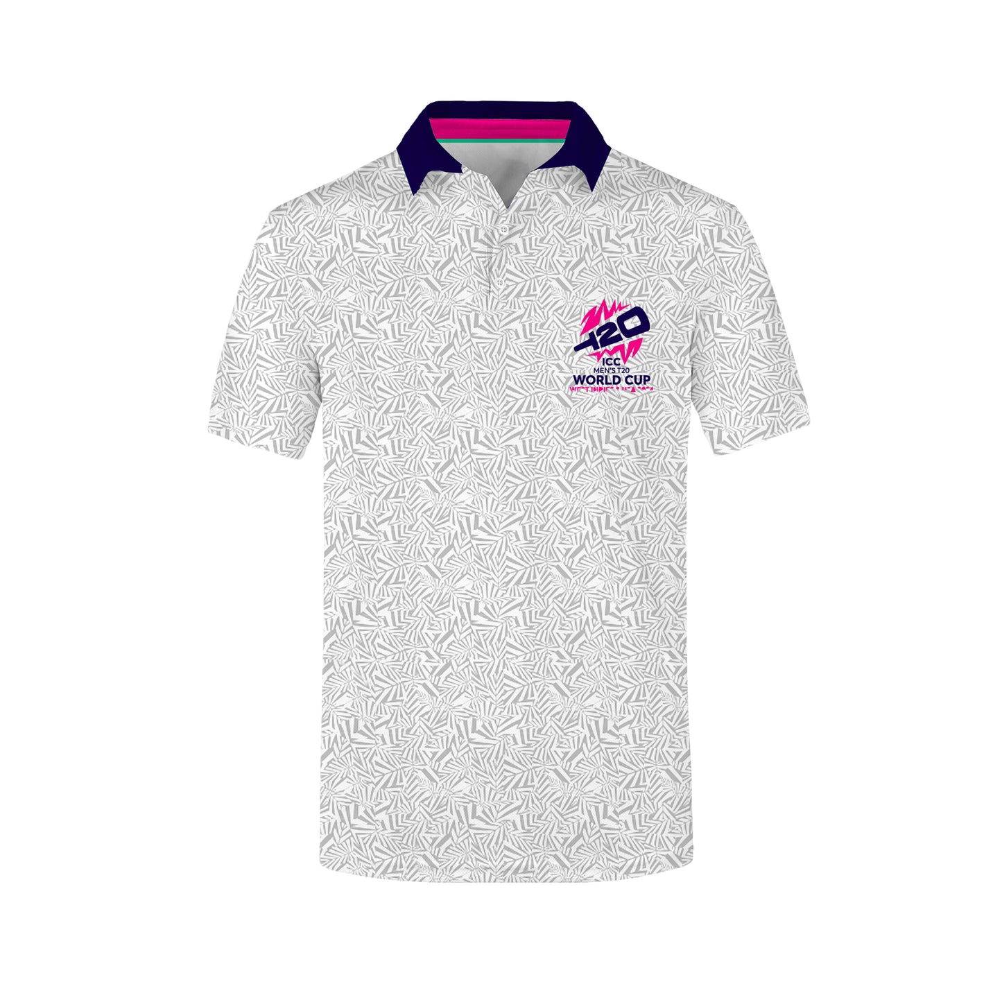 ICC T20 World Cup Men AOP White Zig Zag Polo
