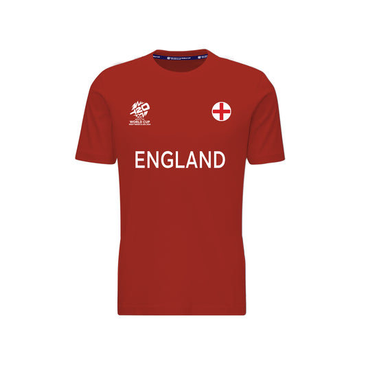 ICC T20 England Cricket Country Jersey Red T-shirt