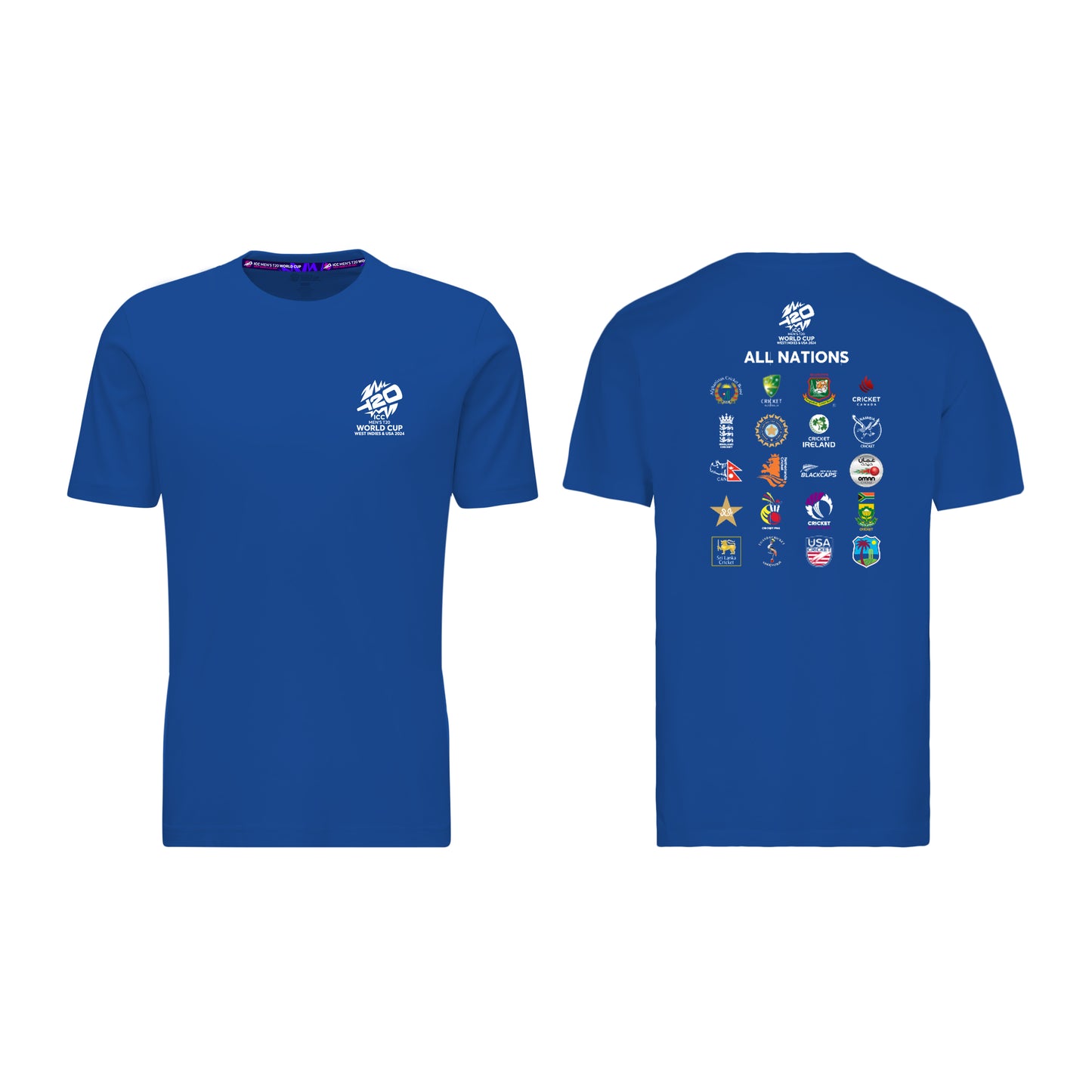 ICC Men's T20 World Cup West Indies & USA 2024 All Nations Blue T-shirt