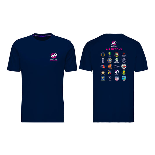 ICC Men's T20 World Cup West Indies & USA 2024 All Nations Navy T-shirt