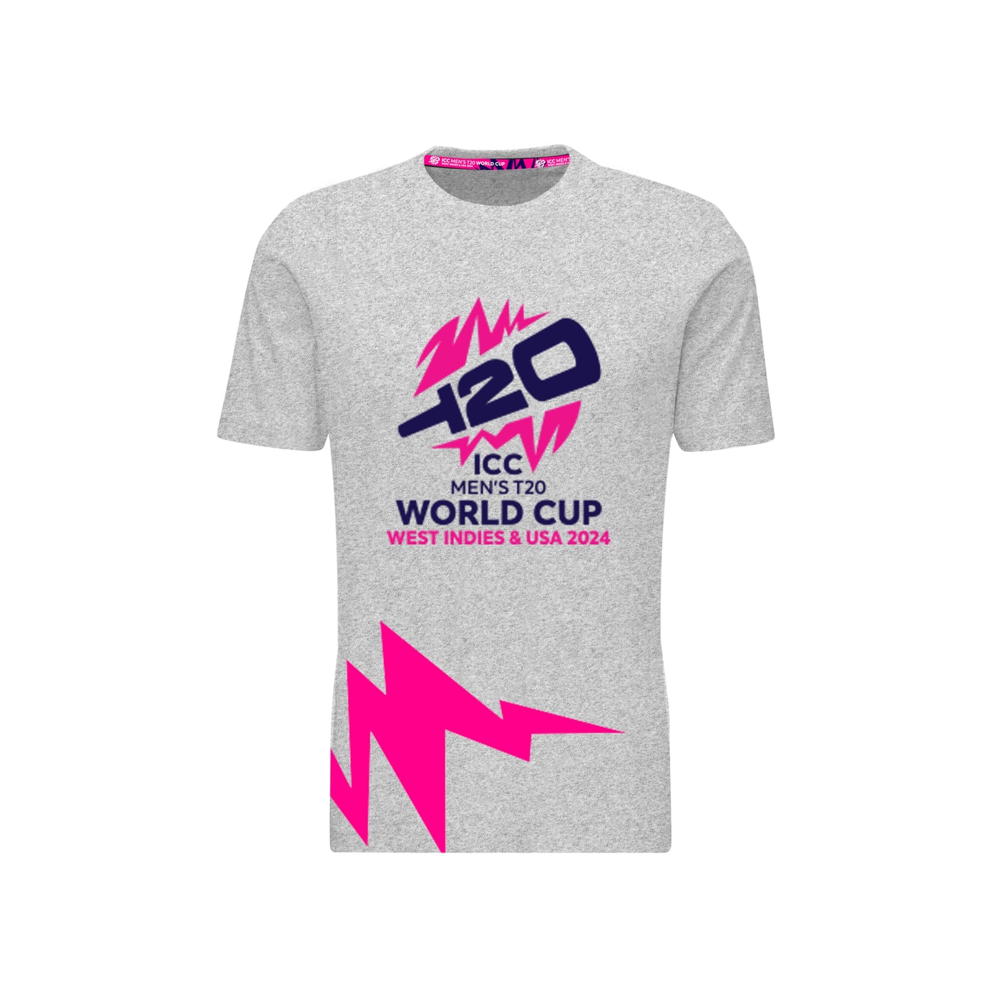 🎁 ICC Men's T20 World Cup West Indies & USA 2024 Bolt Grey T-shirt (100% off)