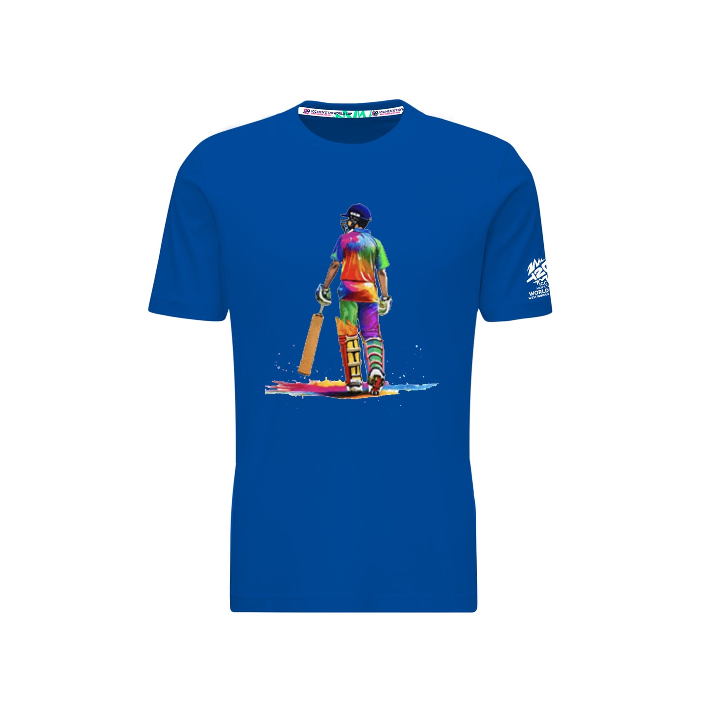 🎁 ICC T20 Cricket Player Painting blue T-shirt (100% off)