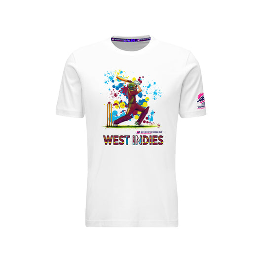 ICC T20 West Indies Cricket Player Flag Art White T-shirt