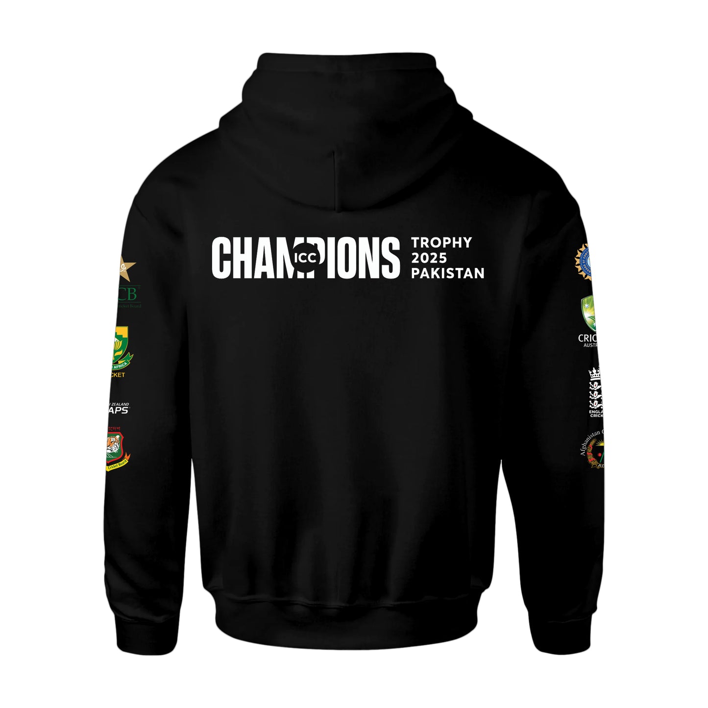 ICC Champions Trophy 2025 All Nations Black Hoodie