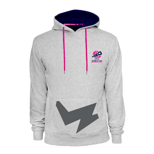 ICC T20 World Cup Cricket Grey Pullover Hoodie - West Indies & USA 2024 Edition