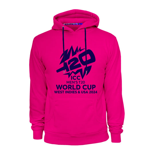 ICC T20 World Cup Cricket Pink Pullover Hoodie - West Indies & USA 2024 Edition
