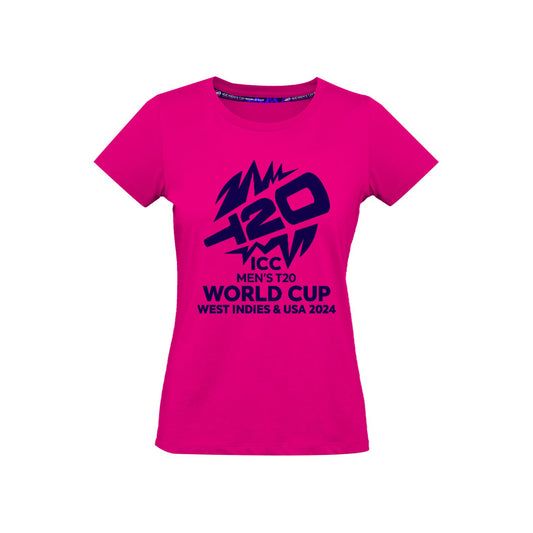 ICC T20 World Cup Women's Neon Pink T-shirt -  ICC Men's T20 World Cup West Indies & USA 2024 Edition