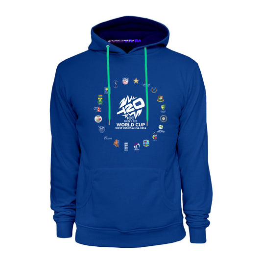 ICC T20 World Cup All Nations Circle Blue Pullover Hoodie